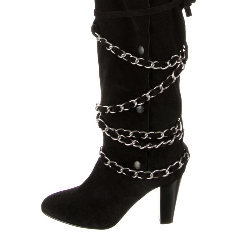 Isabel Marant Black Silver Chain Heeled Boots